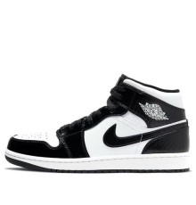 Кроссовки Nike Air Jordan 1 Mid SE черно-белые высокие DD1649-001