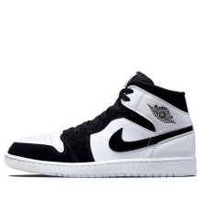 Кроссовки Nike Air Jordan 1 Mid SE Diamond черно-белые высокие DH6933-100