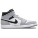Кроссовки Nike Air Jordan 1 Mid Light Smoke Grey серые с черными и белыми вставками высокие 554724-078
