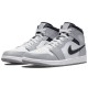 Кроссовки Nike Air Jordan 1 Mid Light Smoke Grey серые с черными и белыми вставками высокие 554724-078