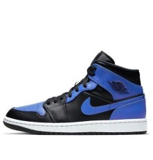 Кроссовки Nike Air Jordan 1 Mid Hyper Royal черно-синие высокие 554724-077