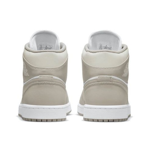 Кроссовки Nike Air Jordan 1 Mid College Grey Linen бежевые высокие 554724-082