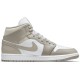 Кроссовки Nike Air Jordan 1 Mid College Grey Linen бежевые высокие 554724-082