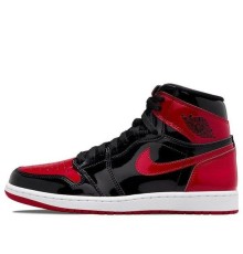 Кроссовки Nike Air Jordan 1 Retro OG Patent Bred черно-красные высокие лаковые 555088-063