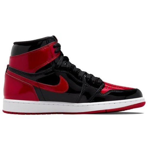 Кроссовки Nike Air Jordan 1 Retro OG Patent Bred черно-красные высокие лаковые 555088-063