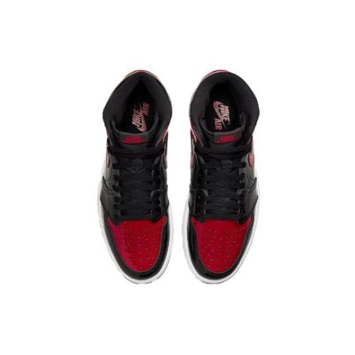 Кроссовки Nike Air Jordan 1 Retro OG Patent Bred черно-красные высокие лаковые 555088-063