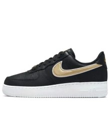 Кроссовки Nike Air Force 1 07 женские Essential Black Metallic Gold черные низкие с золотыми вставками DD1523-001