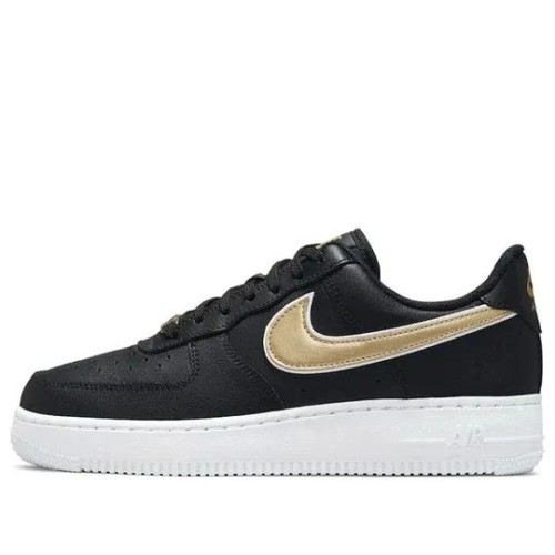 Кроссовки Nike Air Force 1 07 женские Essential Black Metallic Gold черные низкие с золотыми вставками DD1523-001