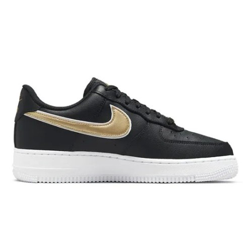 Кроссовки Nike Air Force 1 07 женские Essential Black Metallic Gold черные низкие с золотыми вставками DD1523-001