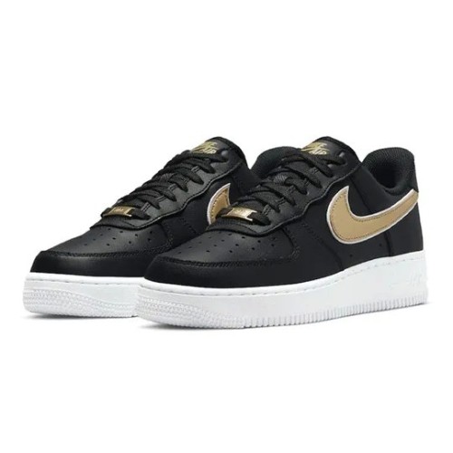 Кроссовки Nike Air Force 1 07 женские Essential Black Metallic Gold черные низкие с золотыми вставками DD1523-001