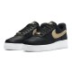 Кроссовки Nike Air Force 1 07 женские Essential Black Metallic Gold черные низкие с золотыми вставками DD1523-001