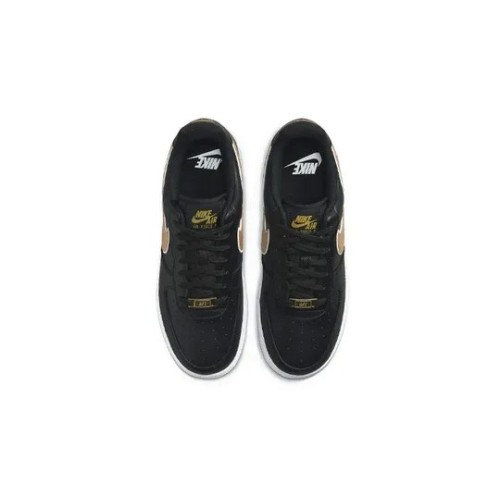 Кроссовки Nike Air Force 1 07 женские Essential Black Metallic Gold черные низкие с золотыми вставками DD1523-001