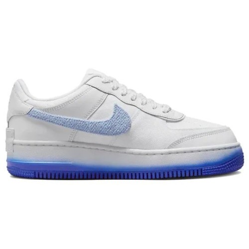 Кроссовки Nike Air Force 1 женские Shadow Chenille Swoosh белые низкие с голубым FJ4567-100
