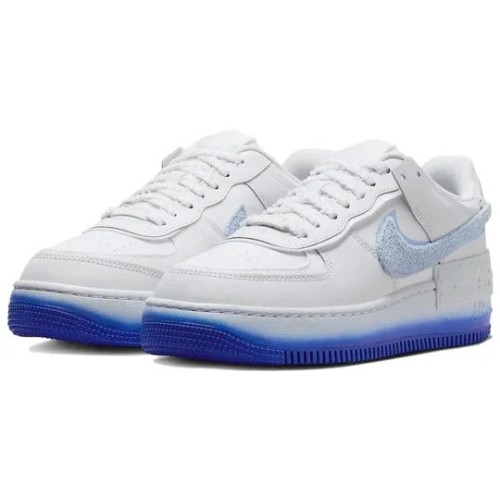 Кроссовки Nike Air Force 1 женские Shadow Chenille Swoosh белые низкие с голубым FJ4567-100