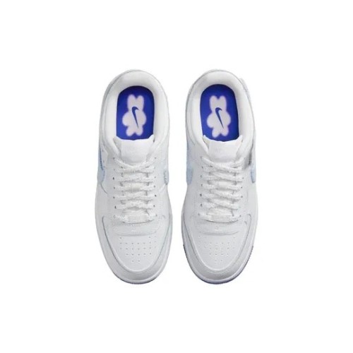 Кроссовки Nike Air Force 1 женские Shadow Chenille Swoosh белые низкие с голубым FJ4567-100