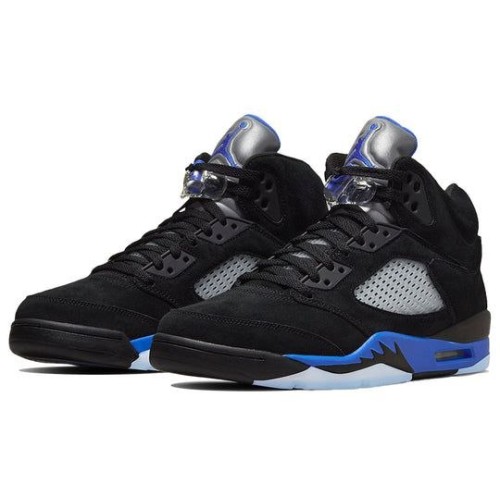 Кроссовки Nike Air Jordan 5 Retro Racer Blue черные с синей подошвой CT4838-004