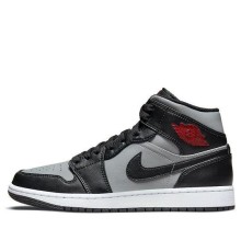 Кроссовки Nike Air Jordan 1 Mid черно-серые высокие Shadow 554724-096