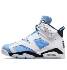 Кроссовки Nike Air Jordan 6 Retro бело-голубые высокие UNC Home White CT8529-410