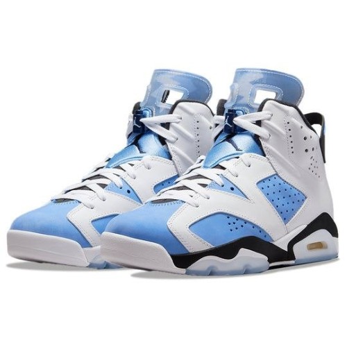 Кроссовки Nike Air Jordan 6 Retro бело-голубые высокие UNC Home White CT8529-410