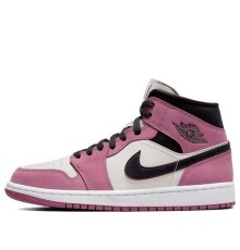 Nike Air Jordan 1 Mid женские розовые с белыми и черными вставками SE Berry Pink DC7267-500