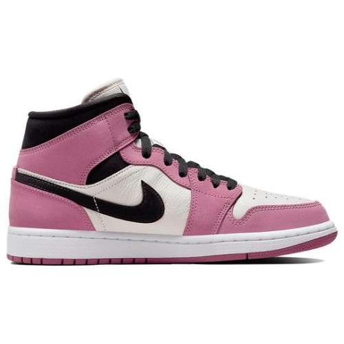 Nike Air Jordan 1 Mid женские розовые с белыми и черными вставками SE Berry Pink DC7267-500
