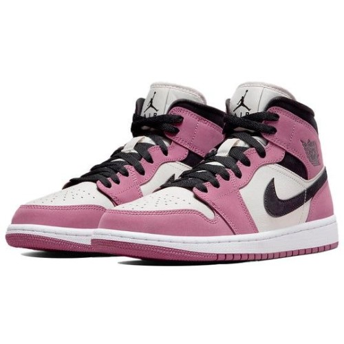 Nike Air Jordan 1 Mid женские розовые с белыми и черными вставками SE Berry Pink DC7267-500