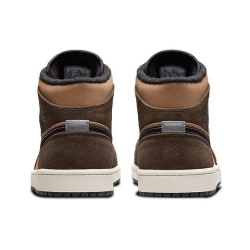 Кроссовки Nike Air Jordan 1 Mid коричневые высокие SE Dark Chocolate DC7294-200