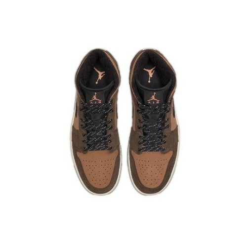 Кроссовки Nike Air Jordan 1 Mid коричневые высокие SE Dark Chocolate DC7294-200