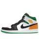 Кроссовки Nike Air Jordan 1 Mid SE Oakland черно-белые с зелеными и оранжевыми вставками 852542-101
