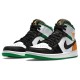 Кроссовки Nike Air Jordan 1 Mid SE Oakland черно-белые с зелеными и оранжевыми вставками 852542-101