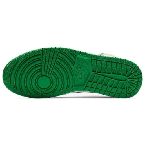 Кроссовки Nike Air Jordan 1 Mid SE Oakland черно-белые с зелеными и оранжевыми вставками 852542-101