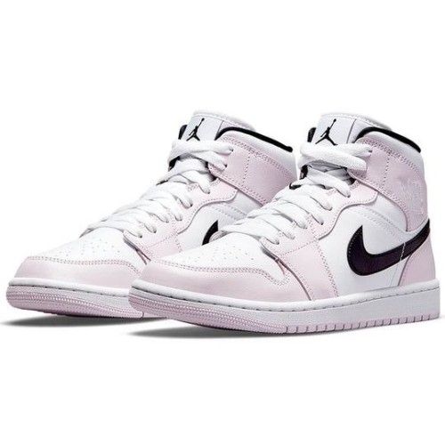 Nike Air Jordan 1 Mid Barely Rose высокие женские бело-розовые BQ6472-500