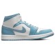 Кроссовки Nike Air Jordan 1 Mid бело-голубые женские высокие University Blue BQ6472-141
