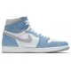 Кроссовки Nike Air Jordan 1 Retro высокие бело-голубые с серым логотипом OG Hyper Royal 555088-402