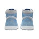Кроссовки Nike Air Jordan 1 Retro высокие бело-голубые с серым логотипом OG Hyper Royal 555088-402