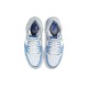 Кроссовки Nike Air Jordan 1 Retro высокие бело-голубые с серым логотипом OG Hyper Royal 555088-402