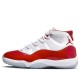 Кроссовки Nike Air Jordan 11 Retro Cherry белые с красной полосой CT8012-116
