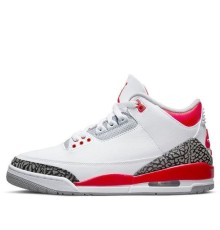 Кроссовки Nike Air Jordan 3 Retro Fire Red белые низкие с красными вставками DN3707-160