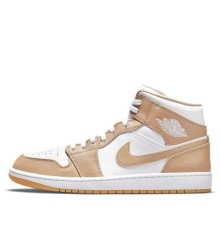 Nike Air Jordan 1 Mid светло-коричневые с белыми вставками Tan Gum 554724-271