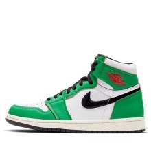 Nike Air Jordan 1 Retro High OG Lucky Green женские бело-зеленые высокие DB4612300
