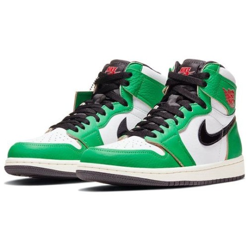Nike Air Jordan 1 Retro High OG Lucky Green женские бело-зеленые высокие DB4612300