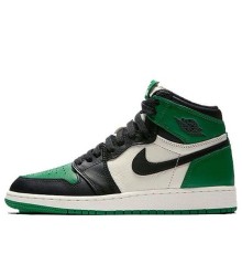 Nike Air Jordan 1 Retro High OG Pine Green бело-черно-зеленые высокие 575441-302