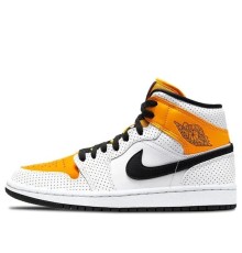 Кроссовки Nike (WMNS) Air Jordan 1 Mid Perforated - White University Gold