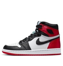 Кроссовки Nike Air Jordan 1 Retro Satin Black Toe высокие черно-белые с красным CD0461-016