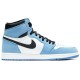 Кроссовки Nike Air Jordan 1 Retro бело-голубые высокие с черными вставками OG University Blue 555088-134