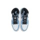 Кроссовки Nike Air Jordan 1 Retro бело-голубые высокие с черными вставками OG University Blue 555088-134