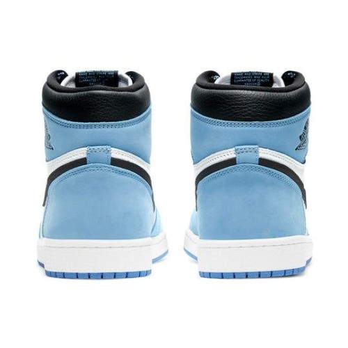Кроссовки Nike Air Jordan 1 Retro бело-голубые высокие с черными вставками OG University Blue 555088-134