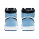 Кроссовки Nike Air Jordan 1 Retro бело-голубые высокие с черными вставками OG University Blue 555088-134
