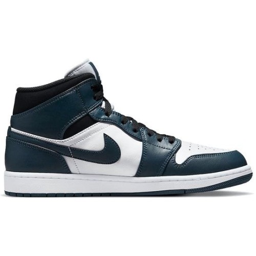 Кроссовки Nike Air Jordan 1 Mid Armory Navy сини-белые высокие 554724-411