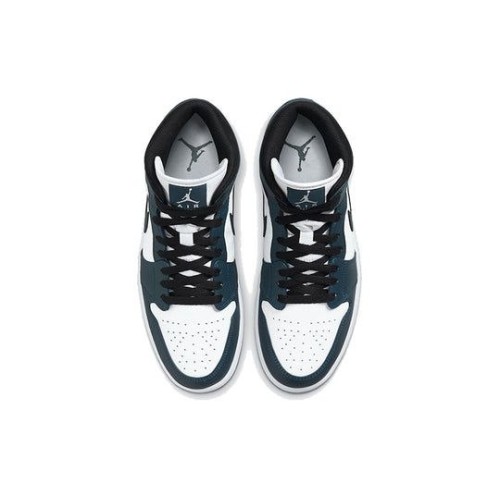 Кроссовки Nike Air Jordan 1 Mid Armory Navy сини-белые высокие 554724-411